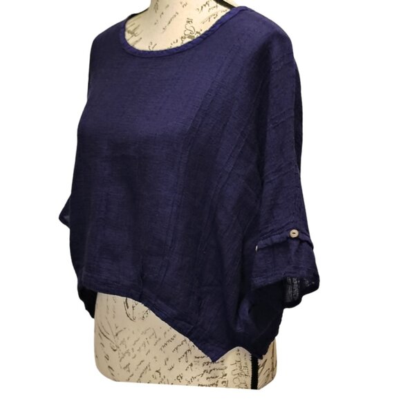 Spirithouse Bohemian 100% Cotton Blouse - Relaxed Dolman Sleeve Flowy Lagenlook - Picture 2 of 7